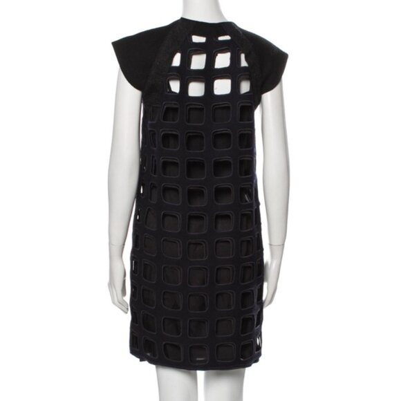 Miu Miu Runway Rare Cut Out Shift Dress Eyelet Embroidered Wool Blend Minimalist - Picture 5 of 16